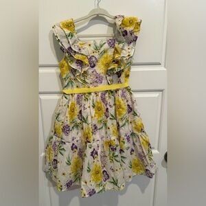 Rare Editions Size 5 Yellow Purple Dress Floral spring Easter